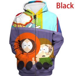 Sweats à capuche pour hommes Sweat-shirts Anime S-South Park Cool 3d Print Zipper Hoodies Unisex Casual Zipper Jacket Pull S-4xl T230217