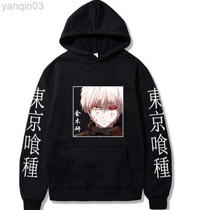 Sudaderas con capucha para hombre Anime Tokyo Ghoul Sweater Manga Print Sudadera con capucha de manga larga Unisex Cosplay Hoodie Streetwear Loose Men Sweater L220901