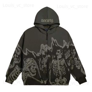 Sweats à capuche masculine Sweats Sweats Abricot Anime Skull Pattern Retro Streetwear Sweat à capuche surdimension