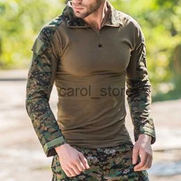 Sweats à capuche pour hommes Sweatshirts Army Style Frog Suit Tops Tactiques d'entraînement en plein air pour hommes Uniforme de camouflage Sweat-shirt à manches longues avec fermeture éclair Patchwork Man Top J231121