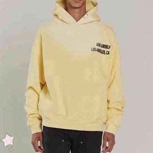 Sweats à capuche pour hommes Sweatshirts Askyurself Sweat-shirt jaune clair lavé High Street Oversize Casual Sweat à capuche pour hommes femmes T220901