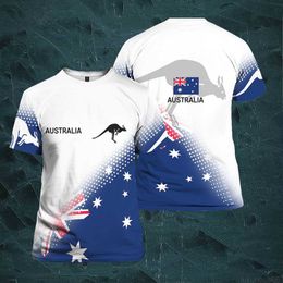 Sudaderas con capucha para hombre Camiseta australiana para hombre Emblema nacional Estampado de bandera O Collar Manga corta Ropa neutral Moda callejera Camiseta de gran tamaño