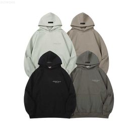 Sudaderas con capucha para hombre Sudaderas Otoño e invierno Niebla Oso de Dios Línea doble Ess Letra pequeña para mujer Impreso Pareja Suéter suelto RYIJ