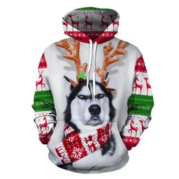 Heren Hoodies Sweatshirts herfst en winterpullover Hooded Sweater Leisure Trend Thin Fleece Hoodie 3d Style Christmas Snowman Print Dres