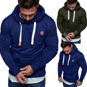 Heren Hoodies Sweatshirts herfst en winter massief kleurenkap jasje met capuchon Casual lange mouwen trui mode rek katoenpullof