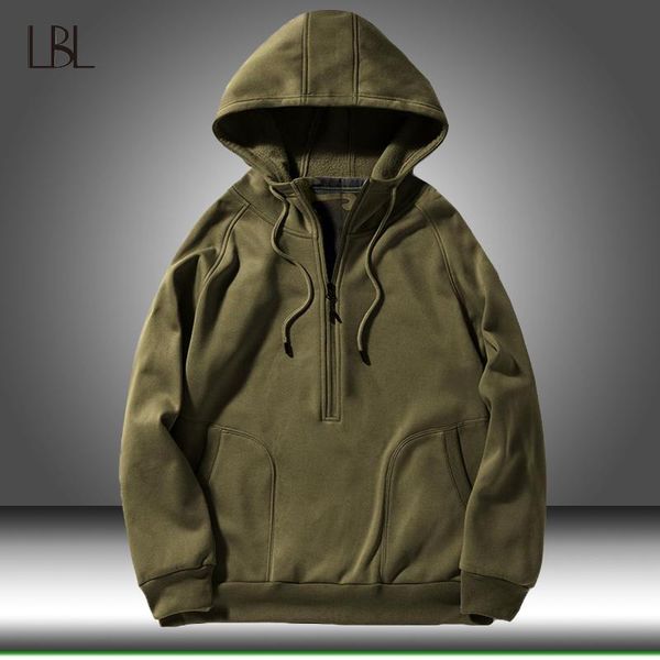 Sweats à capuche pour hommes Sweats Automne Polaire Chaud Sweat À Capuche Hommes Zipper Hip Hop À Capuche Mâle Classique Sweat À Capuche Hauts Pullover Militaire Outwear