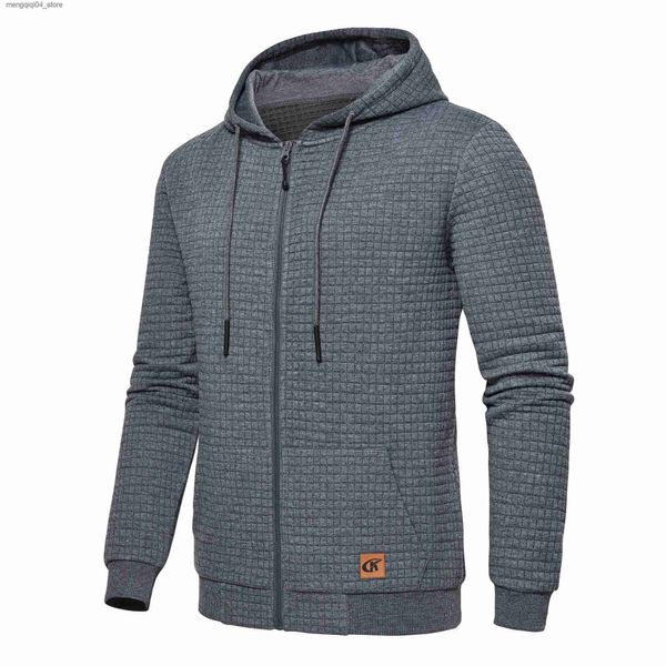 Sweats à capuche pour hommes Sweatshirts Automne Hommes Zip Up Sweat à capuche léger Sweat à capuche Vestes Gym Veste de course avec poche Kanga Mode Streetwear Q240322