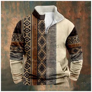 Heren Hoodies Sweatshirts Herfst Sweatshirts Zip Fleeced Lange Mouw Hoodies Vintage Azteekse Etnische Tribal Graphics Oversized Tops 24318