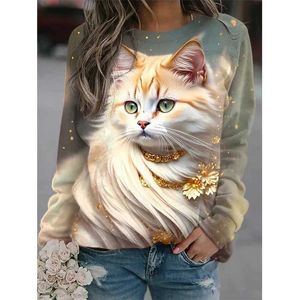 Sweats à capuche pour hommes Sweatshirts Automne Sweatshirts Animal Cats 3D Print Sweatons Femmes Fashion Streetwear Long Sauvel