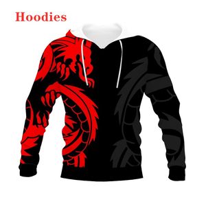 Sweats à capuche pour hommes Sweatshirts Automne / hiver Nouveau 3D RED DRAGON Print Pull ample européen et américain