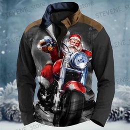 Sweats à capuche pour hommes Sweatshirts Automne Zip Pull Pour Hommes 3D Moto Père Noël Imprimer Noël Hommes À Capuche Mode Casual Manches Longues Surdimensionné Sweat T231220
