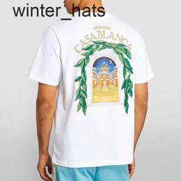 Sweats à capuche pour hommes Sweats AVENIDA Casablanca Greenery Star Castle Print T Shirt Hommes Femmes Haute Qualité Streetwear Tennis Club T-shirts à manches courtes TopHJRB