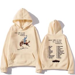 Heren Hoodies Sweatshirts Bad Bunny Rip Hoodies Men/Women Clothing Sudaderas Album Nadie Sabe Lo Que Va Pasar Manana Sweatshirts Lange Slve Autumn Hoody Y240510