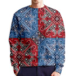 Heren Hoodies Sweatshirts Bandana Print Style 2021 Herfst Winter Plus Size Lange mouw Pullover Mannen Gebreide Sweatsuits O-hals Sublimatie
