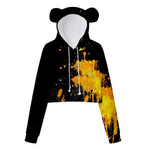 Sweats à capuche pour hommes, sweat-shirt court avec oreilles d'ours, pull pour femmes, Sexy, mode, vêtements de sport, tendance, couleur SplashMen's