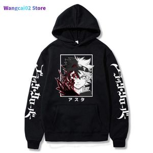 Sweats à capuche pour hommes Sweats à capuche imprimé trèfle noir Sweatshirts pour hommes Anime Asta graphique à capuche pour hommes vêtements de sport Cosplay vêtements 020723H