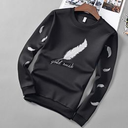 Sweats à capuche pour hommes Sweatshirts Noir Blanc Pull pour hommes Crewneck Vintage Esthétique Printemps Automne Polyester Hoddies Vêtements pour adolescents