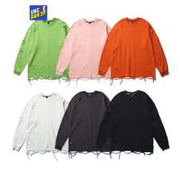 Sweats à capuche pour hommes Sweatshirts Garçons Sweatshirts Pure Color Simple Ripped Sweatshirt Hommes High Street Fashion Couple Vêtements 230807