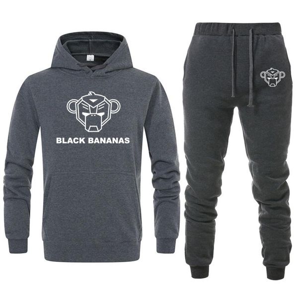 Sweats à capuche pour hommes Sweatshirts Marque Lettre Imprimé BANANAS NOIRES Ensembles deux pièces Survêtement à capuche Hommes / Femmes Sportswear Sweats à capuche + Pantalons de survêtement Jogg