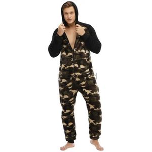 Heren Hoodies Sweatshirts Camouflage Print Hoodie Jumpsuit Puur Herfst Winter Effen Casual Rompertjes Nachtkleding Rits Lange mouw Flanel Pyjama Onesies 24318