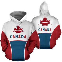 Sweats à capuche pour hommes Sweatshirt graphique canadien Sweatshirt Maple Leaf 3D Imprimé Hoodie Q240506