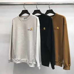 Sudaderas con capucha para hombres Sudaderas Carhart Kahate Carta clásica Bordada Suéter de cuello redondo para hombres Amantes sueltos Versátil Largo SL274N