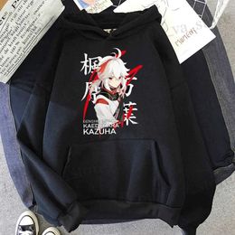 Sweats à capuche masculine Sweatshirts Cartoon Genshin Impact Hoodies Harajuku Men de mode jeune femme Kawaii Hu Tao graphique Xiao Genshin Pullover Sweatshirt Tops T240419