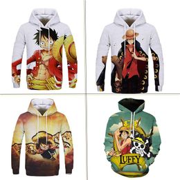 Heren Hoodies Sweatshirts Cartoon Harajuku Anime 3D -print Casual pullover hoodie Lange mouw Streetwear Tops Manmen's