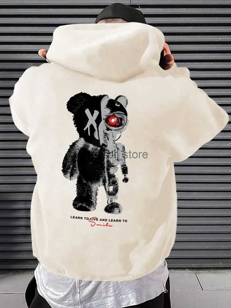 Sweats à capuche pour hommes Sweatshirts Cartoon Machine Bear Print Pulls Hommes Dessins animés Creative Sweat à capuche surdimensionné Mode Vêtements All-Match Automne Hiver Mâle Hoody J231121