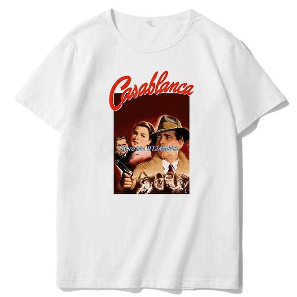 Sudaderas con capucha para hombre Póster de la película Casablanca Camisetas gráficas clásicas Camisetas de gran tamaño Camisetas Camisetas de manga corta Verano Harajuku Ropa de hombre F19R