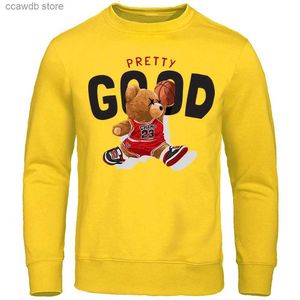 Hoodies voor heren Sweatshirts Champ 23 Teddybeer met behoorlijk goed schieten Hoodies Heren Nieuwigheid Hip Hop Sweatshirt Zachte warme top Sport Fleece hoodie voor heren T240110