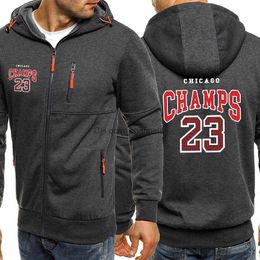 Heren Hoodies Sweatshirts Champs 23 Basketbal Team Amerikaanse Retro Letter Hoodies Mannen Mode Rits Kleding Zip Up Sweatshirt Oversize Fleece Capuchon Man T240217