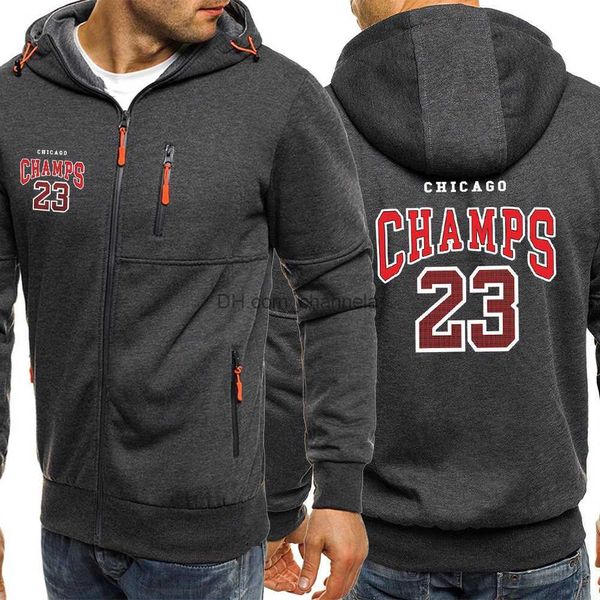 Sudaderas con capucha para hombre Sudaderas Champs 23 Equipo de baloncesto American Retro Letter Sudaderas con capucha Hombres Moda Cremallera Ropa Zip Up Sudadera Oversize Fleece Hombre con capucha T240217