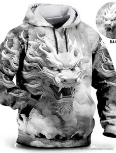Sweats à capuche pour hommes Sweatshirts Nouvel An chinois Dragon à capuche Hommes graphiques imprimés d'animaux Quotidien Classique Décontracté 3D Pull Streetwear Sweats à capuche à manches longues à capuche