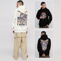 Sweats à capuche pour hommes Sweats Style chinois Streetwear Hommes Harajuku Licorne Imprimé Hip Hop Casual Polaire Épais Lâche Pull À Capuche 221129