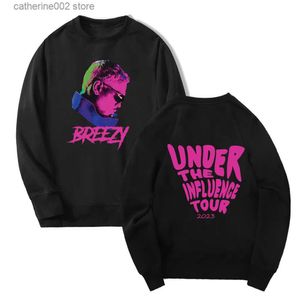 Sudaderas con capucha para hombre Chris Brown Under The Influence Tour 2023 Breezy Merch Cuello redondo Sudaderas de manga larga Hip Hop Rapper Mujer Ropa para hombre T230719