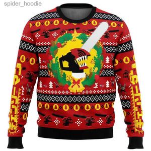 Heren Hoodies Sweatshirts Christmas Dream Chainsaw Man Ugly Christmas Sweater Cadeau Kerstman Pullover Heren 3D Sweatshirt En Top Herfst En Winter Clothi L231101