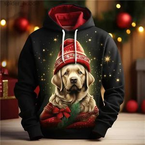 Heren Hoodies Sweatshirts Kerst Hoodies voor mannen Kerst Animal Print Sweatshirt met lange mouwen Herfst Winter Herenkleding Mode Vakantie Casual Tops L23110