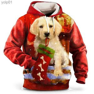 Heren Hoodies Sweatshirts Kerst Heren 3D Hoodies 2024 Dier Kat Hond Vintage Feest Familie Trui Hoodies Voor Mannen Oversized Sweatshirt Lang SleL231107