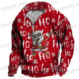 Sweats à capuche pour hommes Sweatshirts Noël Nouvel An Père Noël Hommes Pull zippé Veste imprimée 3D Y2k Tops Sweats à capuche Automne Hiver Casual Vacances Longs Sweatshirts T231121