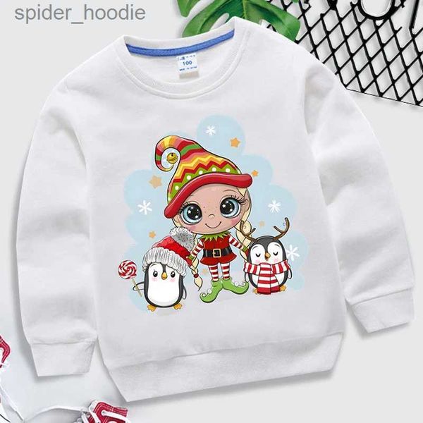 Sweats à capuche pour hommes Sweatshirts de Noël Pingouin Imprimer Enfants Sweat Kawaii Enfants Dessin Animé Vêtements De Noël À Manches Longues Pull Fille Garçon Noël À Capuche L231101