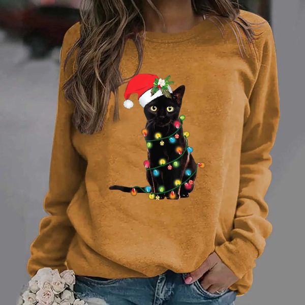 Sudaderas con capucha para hombre Sudaderas con estampado navideño Sudaderas con capucha para mujer Jersey de manga larga Blusa superior Abrigos con estampado de gato feo Sudaderas coreanas StreetwearL231020