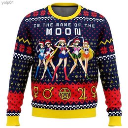 Sweats à capuche pour hommes Sweatshirts de Noël Sailor Guardians Sailor Moon Ugly Christmas Sweater cadeau Père Noël pull hommes 3D Sweatshirt et haut automne hiver L231107