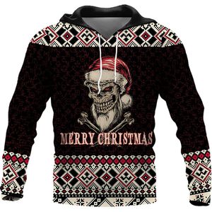 Heren Hoodies Sweatshirts Christmas Skull 3D Gedrukte trui Herfstmode shirts voor vakantiekleding Streetwear 230213