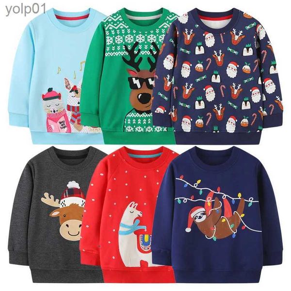 Sudaderas con capucha para hombre Sudaderas navideñas para niños y niñas 2023 Invierno Santa Claus Elk Jumper Top Moda para niños Jersey largo Sle Sudaderas con capucha para niños L231107