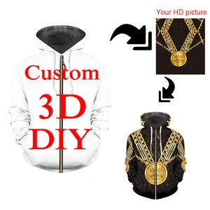 Heren Hoodies Sweatshirts CJLM DIY Custom Design Heren Dames Kleding 3D Print Rits Sweatshirt Hoodies Drop Groothandelaren Leveranciers Drop Shipper 230715