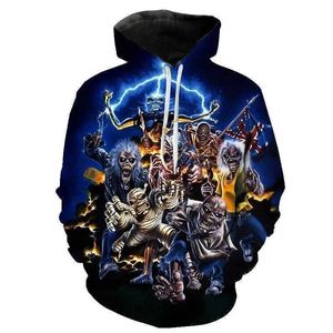 Heren Hoodies Sweatshirts Classic Gothic Retro Horror Skull3d Gedrukte Hoodie Mens/Womens Y2K Casual Fashion Childrens Pullover Sweatshirt Coat Q240522