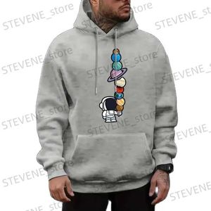 Heren Hoodies Sweatshirts Klassieke heren flce hoodie voor herfst en winter kangoeroezak trui casual sport strt outfit 3D gedrukt astronaut Heren T240326