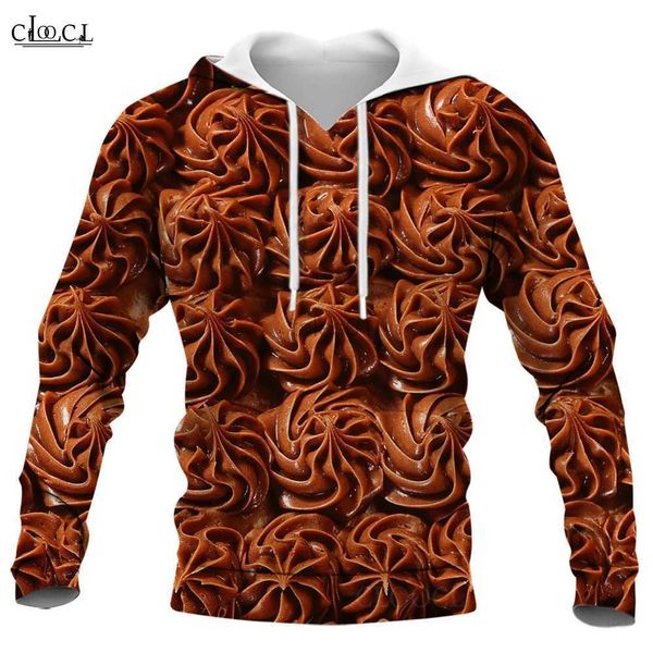 CLOOCL Sweat à capuche pour homme - Haut pull automne-hiver - Biscuits au chocolat - Graphique imprimé en 3D - Manches longues - Taille asiatique S-5XL zln231114