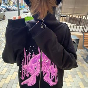 Heren Hoodies Sweatshirts Jas Hip Hop Streetwear Vrouwen Sweatshirt Anime Grafische Goth Harajuku Grunge Jas Emo Y2K Kleding Zip Up Oversize Hoodies Heren 230531